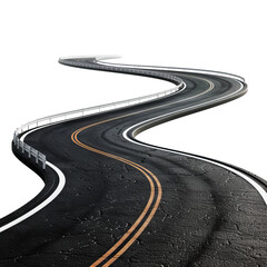 White background isolated asphalt road