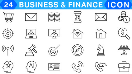 Finance line icons set. Money payments elements outline icons collection. Payments elements symbols. Currency, money, bank, cryptocurrency, check, wallet, piggy, balance, safe - stock vector.