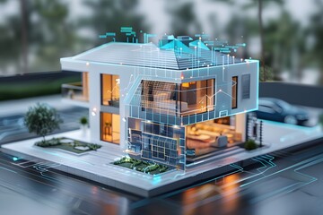 Futuristic Smart Home with Digital Interface and Advanced Technology Integration