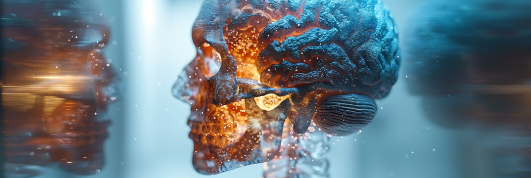 Mental health visualization Person experiencing body dysmorphic disorder Detailed information graphic of brain showing obsessive focus on perceived physical flaws