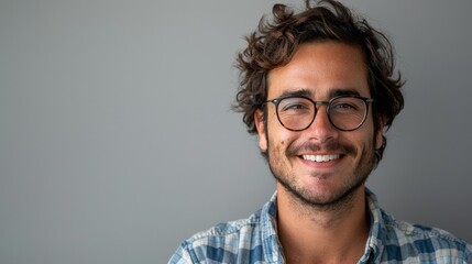 Obraz premium A Young Handsome Man glasses smile Wearing