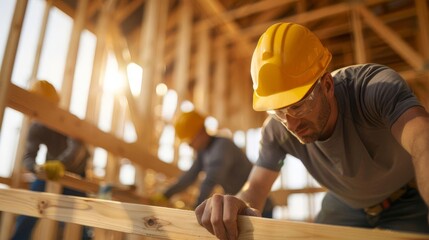 Community Building Together Habitat for Humanity Volunteers Constructing Home for Deserving Family