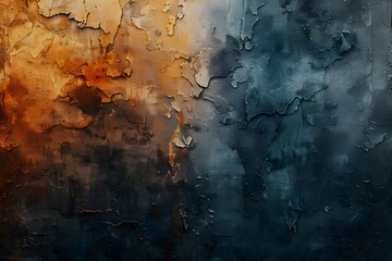 Abstract Textured Wall with Rust and Blue Tones