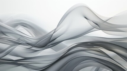 Gray Wave. Abstract Floral Power of Grey Wave Design in Windy Background