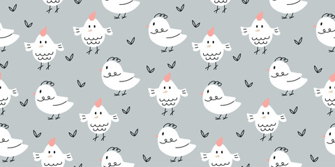 Cute seamless pattern with little chicks