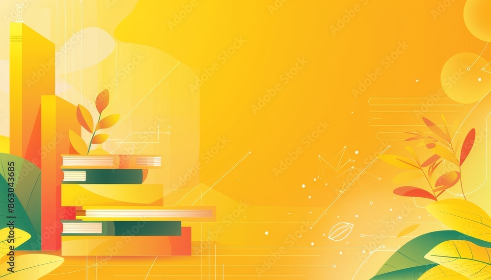 Poster fluid yellow gradient background with geometric shapes