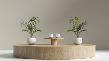 coffee 3d podium round stage for product