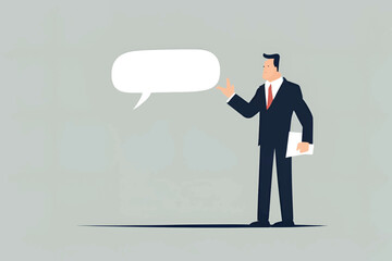 businessman talking with speech bubble as exclamation mark