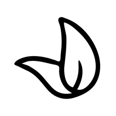 A simple black and white line drawing of a stylized bird or dove shape