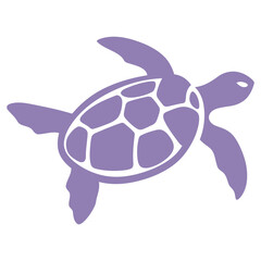 A purple sea turtle swimming