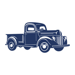 A vintage blue pickup truck with a classic design