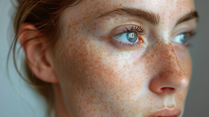 Fototapeta premium Skin health visualization Woman lichen planusComprehensive visual examination of skin showing itchy flattopped bumps