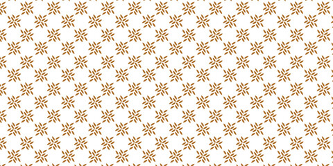 Golden vector floral seamless pattern. Abstract luxury geometric ornamental texture with small flower silhouettes. Gold and white simple ornament in oriental style for fabric, web, textile, design.