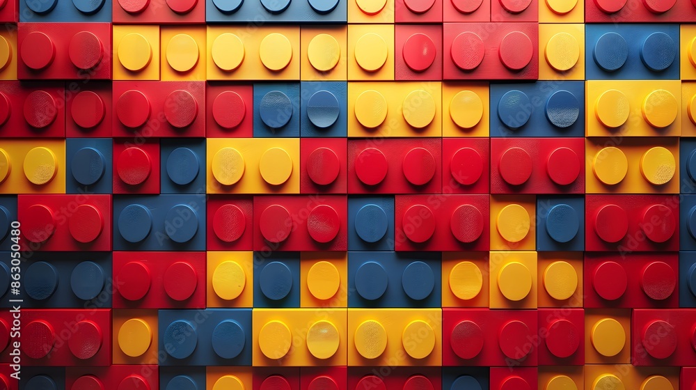 Poster colorful pattern of interlocking building blocks