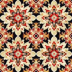 Fototapeta premium Intricate Thai Style Seamless Fabric Pattern with Ornate Symmetrical Designs
