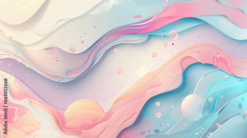 Poster soft and pleasing pastel art with splashes of color on the surface a gradient background filled with
