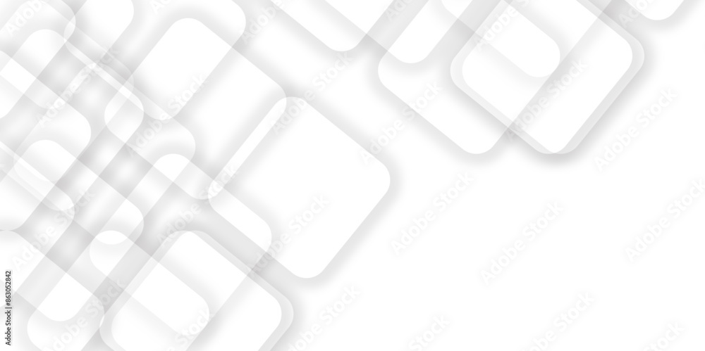 Poster abstract white and grey geometric overlapping square pattern background with shadow. paper texture d