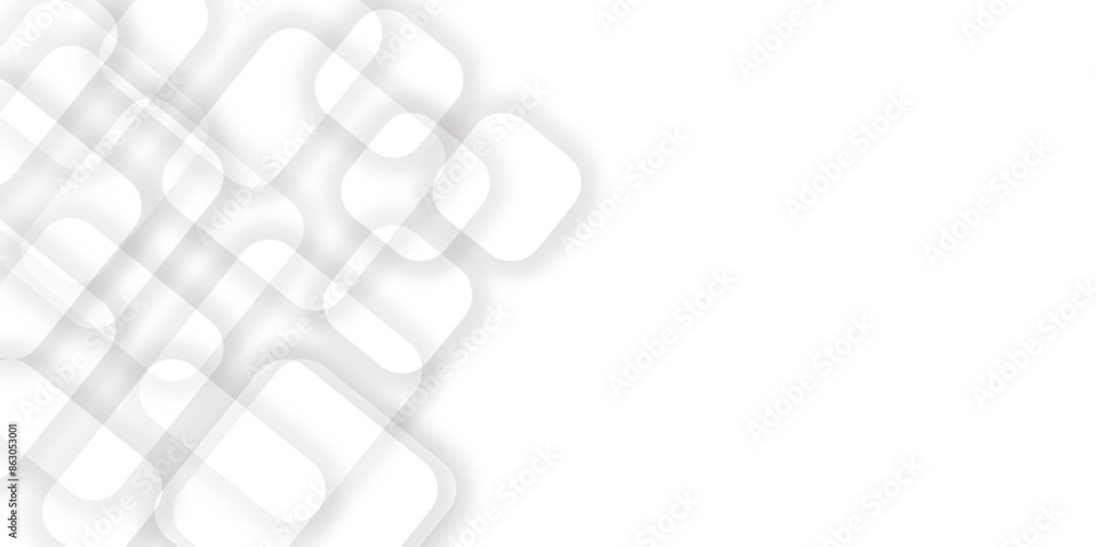 Poster abstract white and grey geometric overlapping square pattern background with shadow. paper texture d