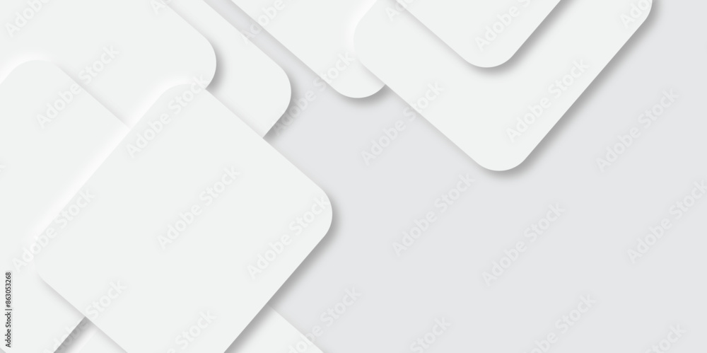 Poster abstract white and grey geometric overlapping square pattern, design of technology background with s