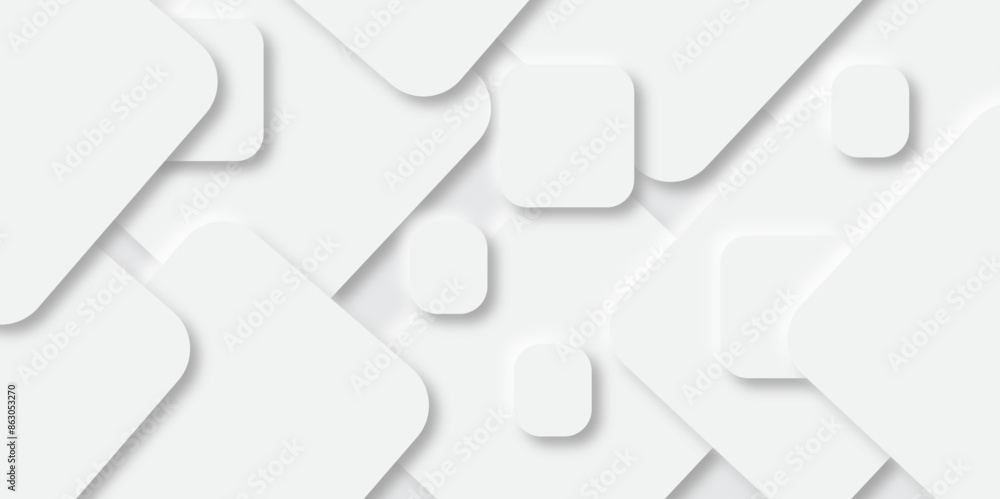 Poster abstract white and grey geometric overlapping square pattern, design of technology background with s