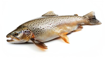 Naklejka premium freshly caught trout isolated on white background : Generative AI