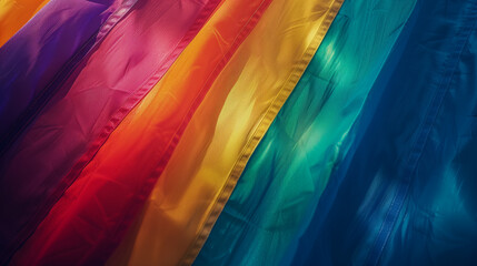 Fototapeta premium Colorful textile background with rainbow color. Rainbow flag. LGBTQ symbol. Generative AI.