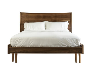 bed with pillows isolated on white