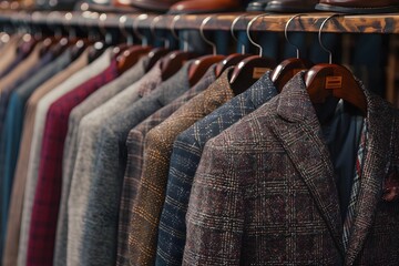 Obraz premium Elegant Display of Men's Suits in a Fashion Boutique