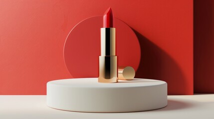 round podium with lipstick for ads