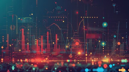 Futuristic business background with graphs and diagrams
