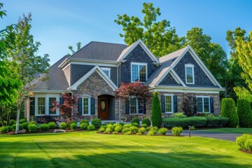 Home for Sale Real Estate Sign and Beautiful New House