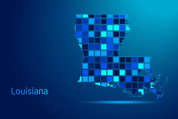 concepts of Louisiana Network Digital Technology Graphic illustration. Blue Color. Internet Futuristic Concept Map.