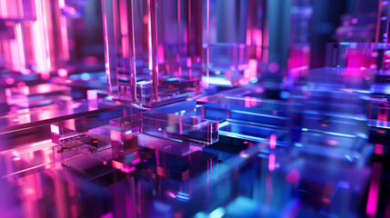 Colorful geometric futuristic technological abstract background of computer processors Generative AI