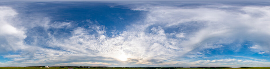 360 seamless panorama of beautiful dark blue sky with clouds