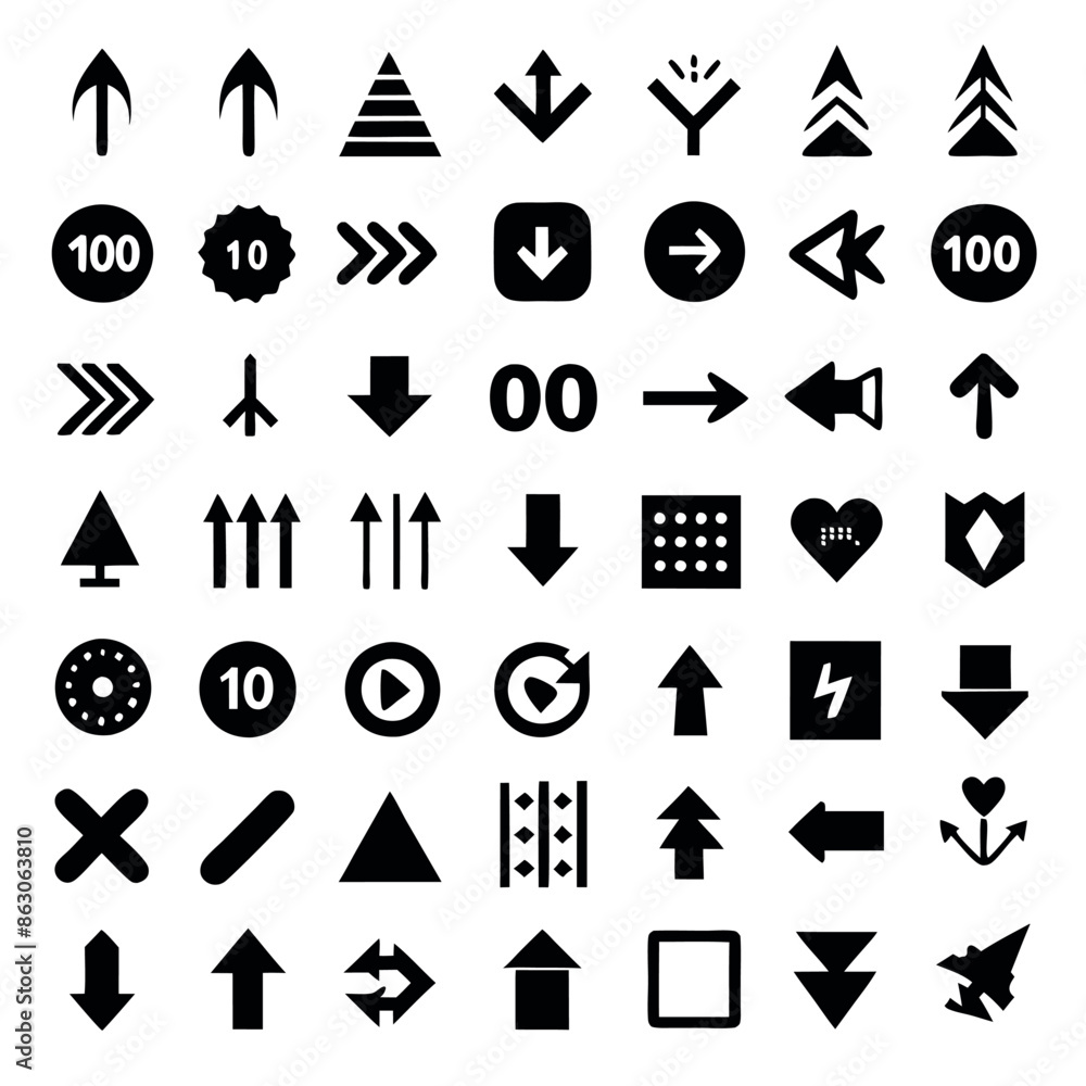 Poster a group of arrows and arrows with right-pointing arrows