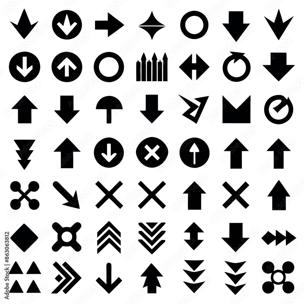 Poster a group of arrows and arrows with right-pointing arrows