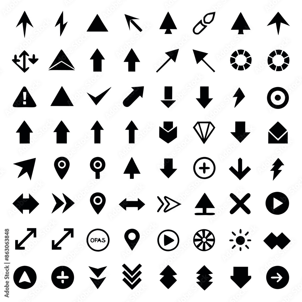 Poster a group of arrows and arrows with right-pointing arrows