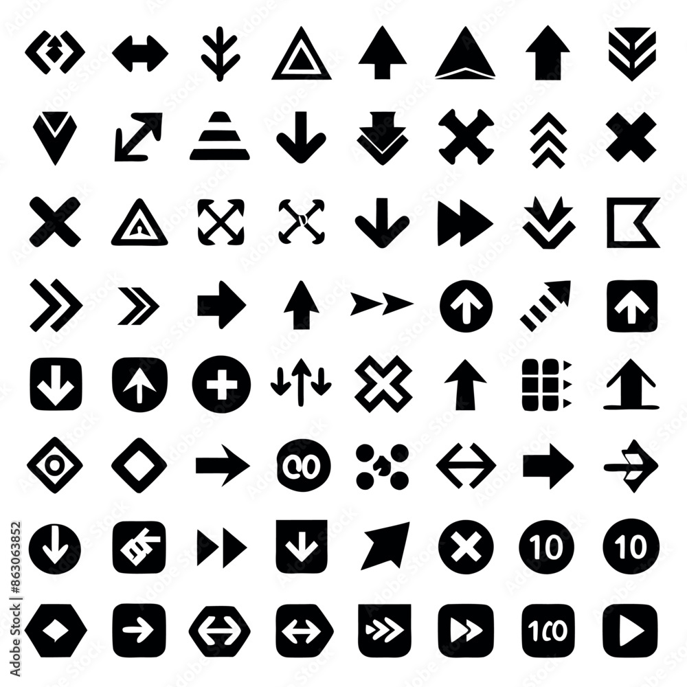 Poster a group of arrows and arrows with right-pointing arrows