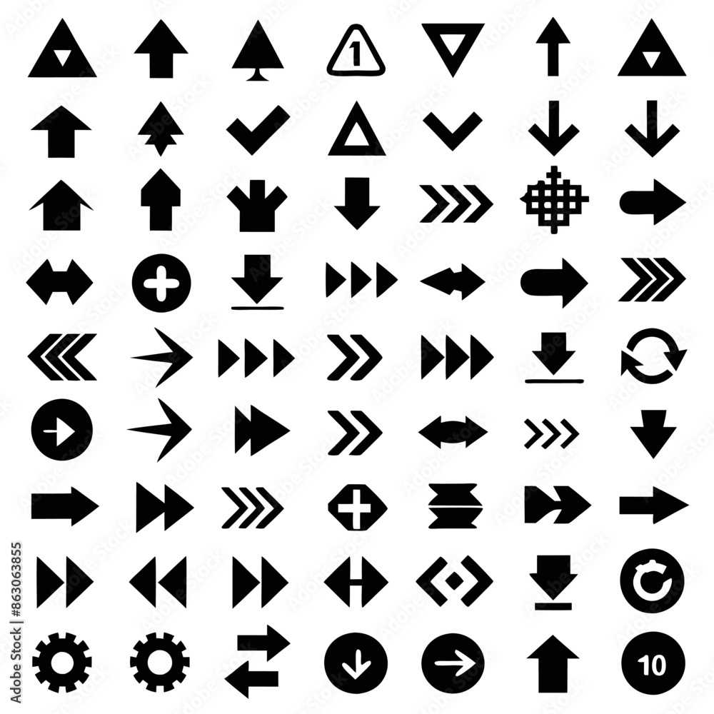 Poster a group of arrows and arrows with right-pointing arrows