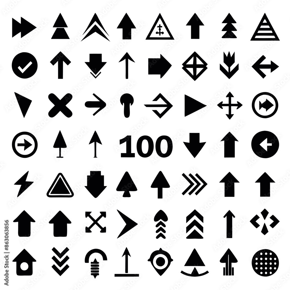 Poster a group of arrows and arrows with right-pointing arrows