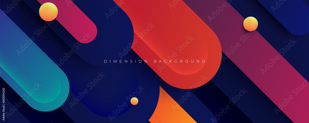 Poster 3d abstract background rounded colorful shape decoration design vector