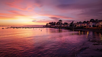 Sunset over the water at Capitola California : Generative AI