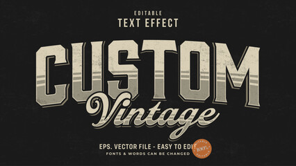 Vintage editable text effect, rough warp style