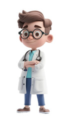 3D render Cartoon doctor isolated