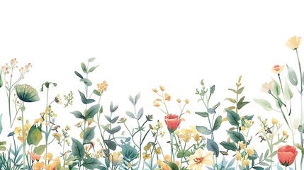 flower, leaf, illustration, summer, design, nature, background, invitation, decoration, floral, watercolor, frame, card, spring, vintage, wedding, drawing, garden, white, greeting, art, vector, plant,