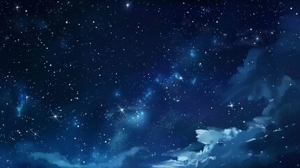 Naklejka premium Starry Night Sky with Clouds, Generative AI
