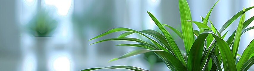Obraz premium Green indoor plant in modern bright interior natural decor bright light concept of indoor plants interior decorating nature