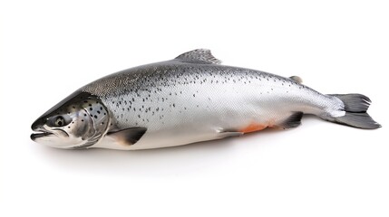 Obraz premium Whole Atlantic Salmon fish isolated on a white studio background : Generative AI