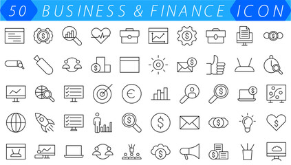 Business and finance web icon set - minimal thin line web icon set. Outline icons collection. Simple vector illustration.