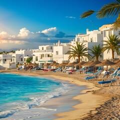 Obraz premium Beautiful beach of the Mediterranean Sea in Marsaxlokk, Malta 